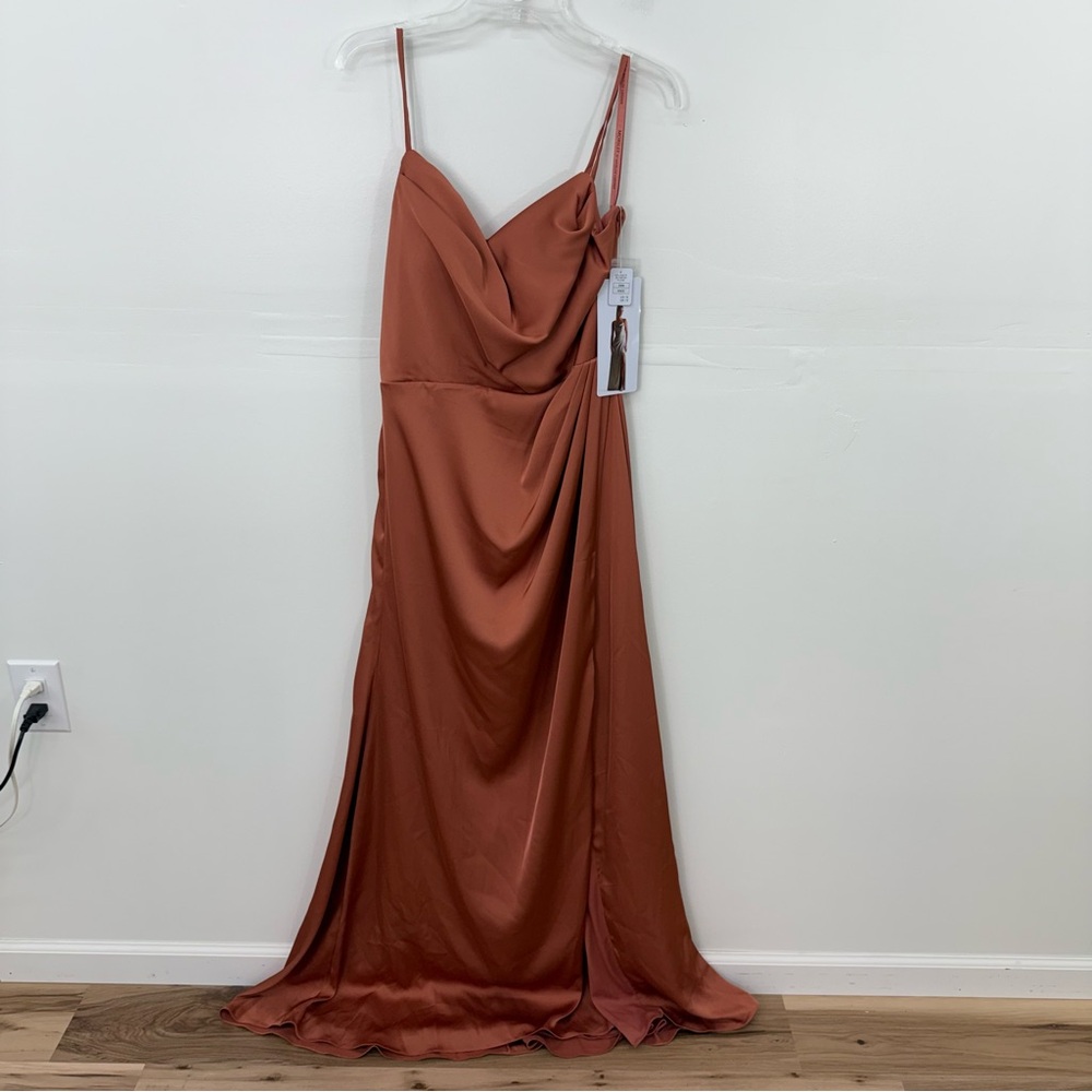 Mori Lee Terracotta Spice Metallic NWT Maxi Bridesmaid Dress